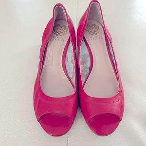 VINCE CAMUTO Leather Cork Wedge Peep Toe -Size 7.5